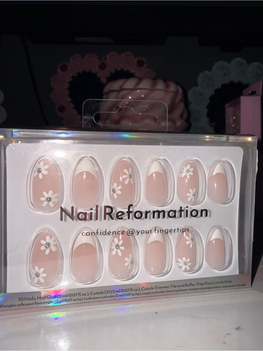 Nail Reformation Pink + White French Daisy Press-On Nails